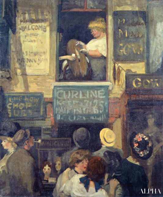 Fenêtre du salon de coiffure - John Sloan - Reproductions de tableaux et peintures haut de gamme