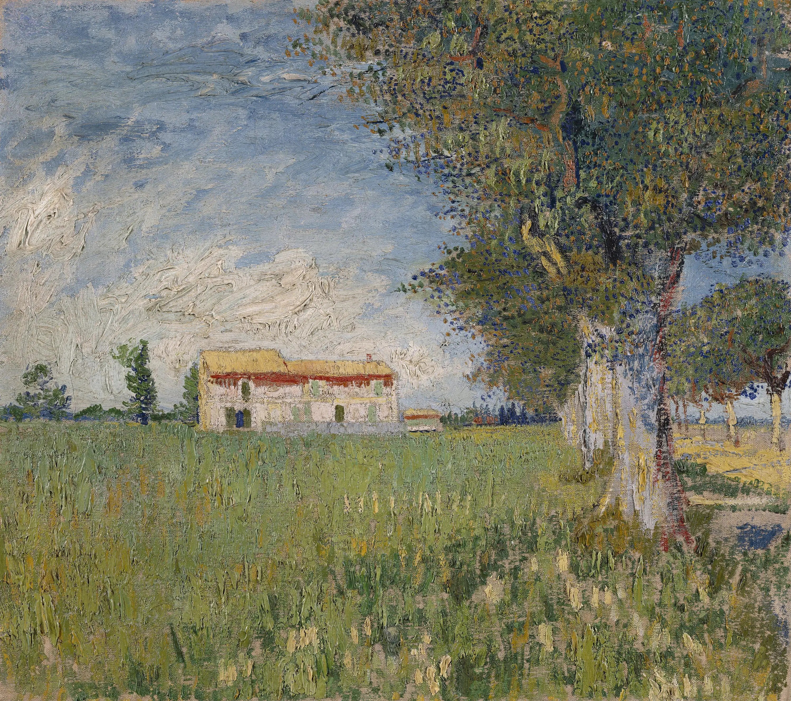 Reproduction du tableau « Ferme dans un champ de blé - Vincent van Gogh » par Alpha Reproduction en peinture à l’huile