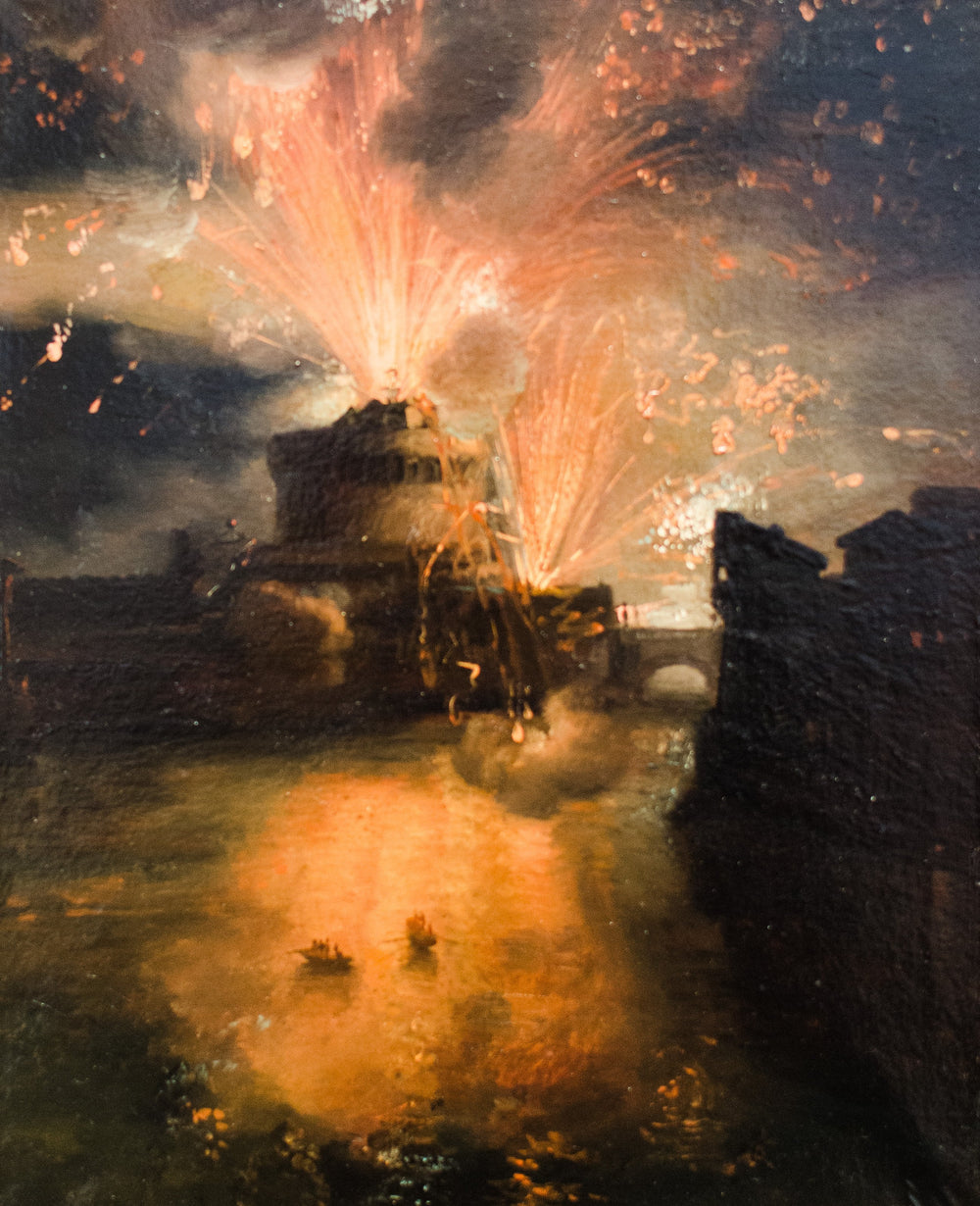 Feu d'artifice au château Saint-Ange à Rome - Léon Cogniet