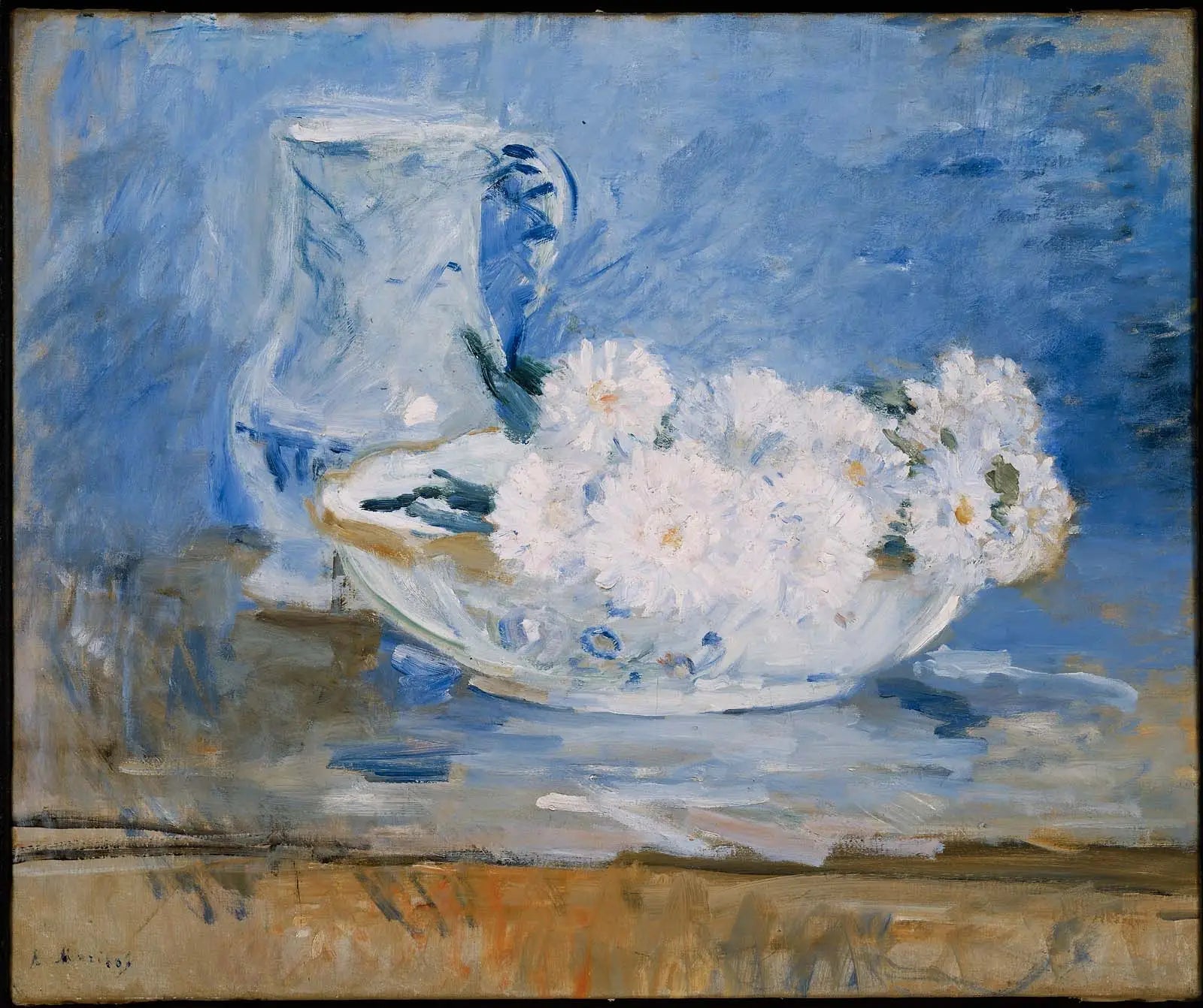 Fleurs blanches dans un bol - Berthe Morisot image 1 tableau peint à l’huile sur toile