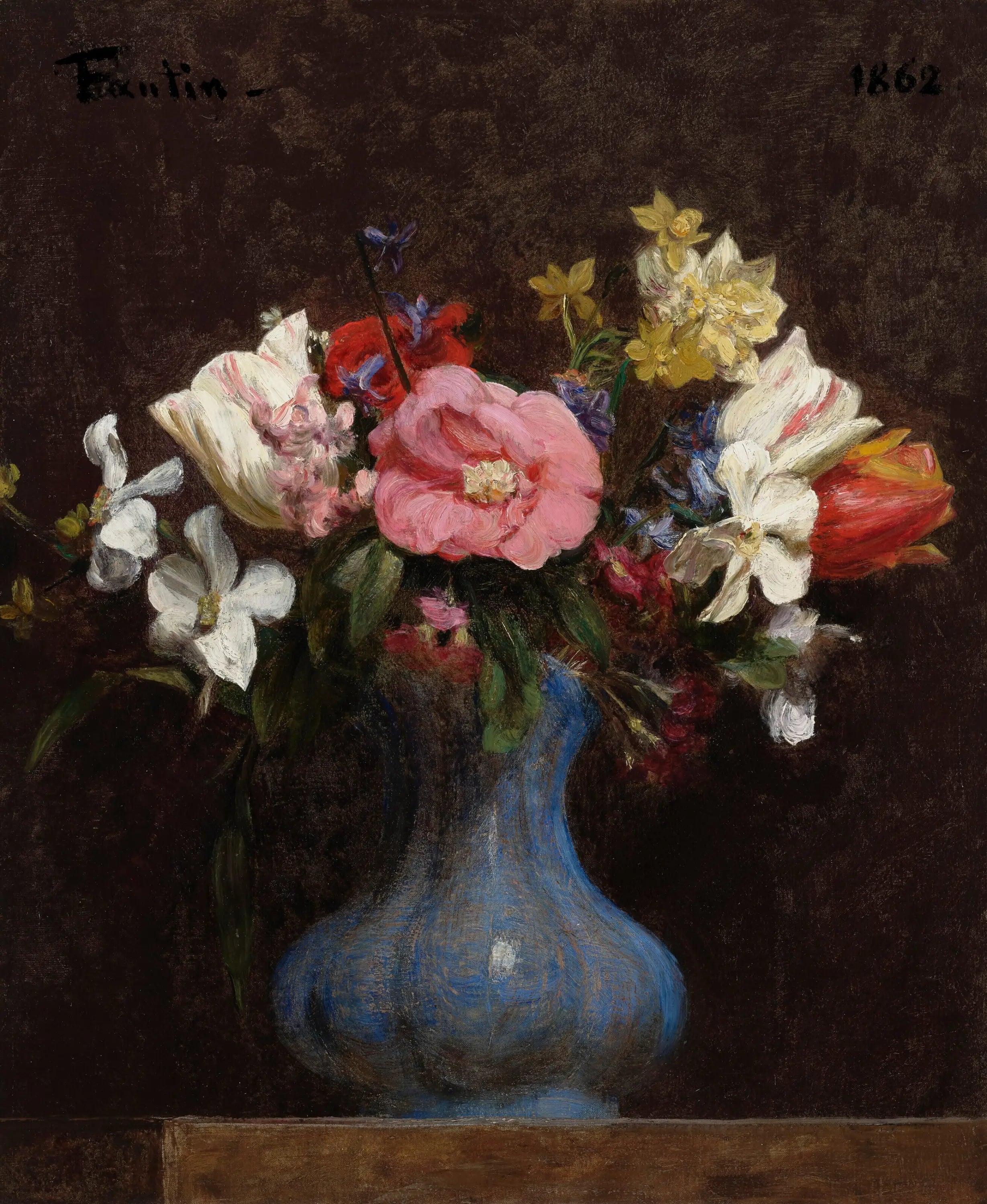 Fleurs camélias et tulipes - Henri Fantin-Latour - Alpha Reproduction