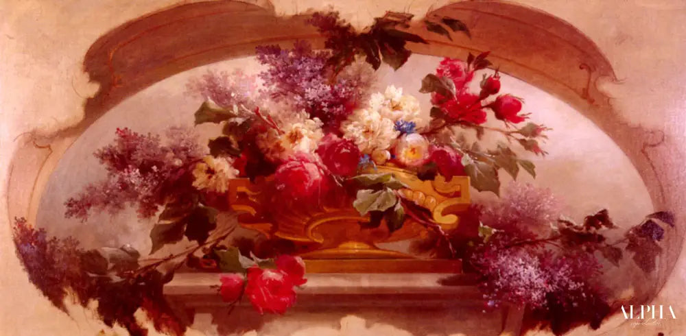 Fleurs dans un vase doré - Eugène Bidau - Reproductions de tableaux et peintures haut de gamme