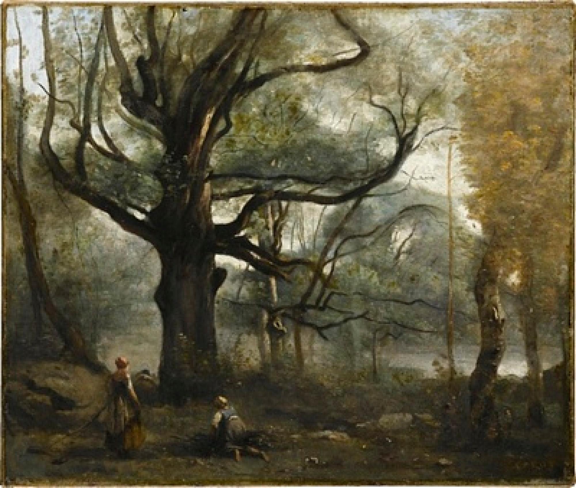 Fontainebleau. Bûcheronnes au pied d’un gros chêne - Jean-Baptiste Camille Corot - Alpha Reproduction