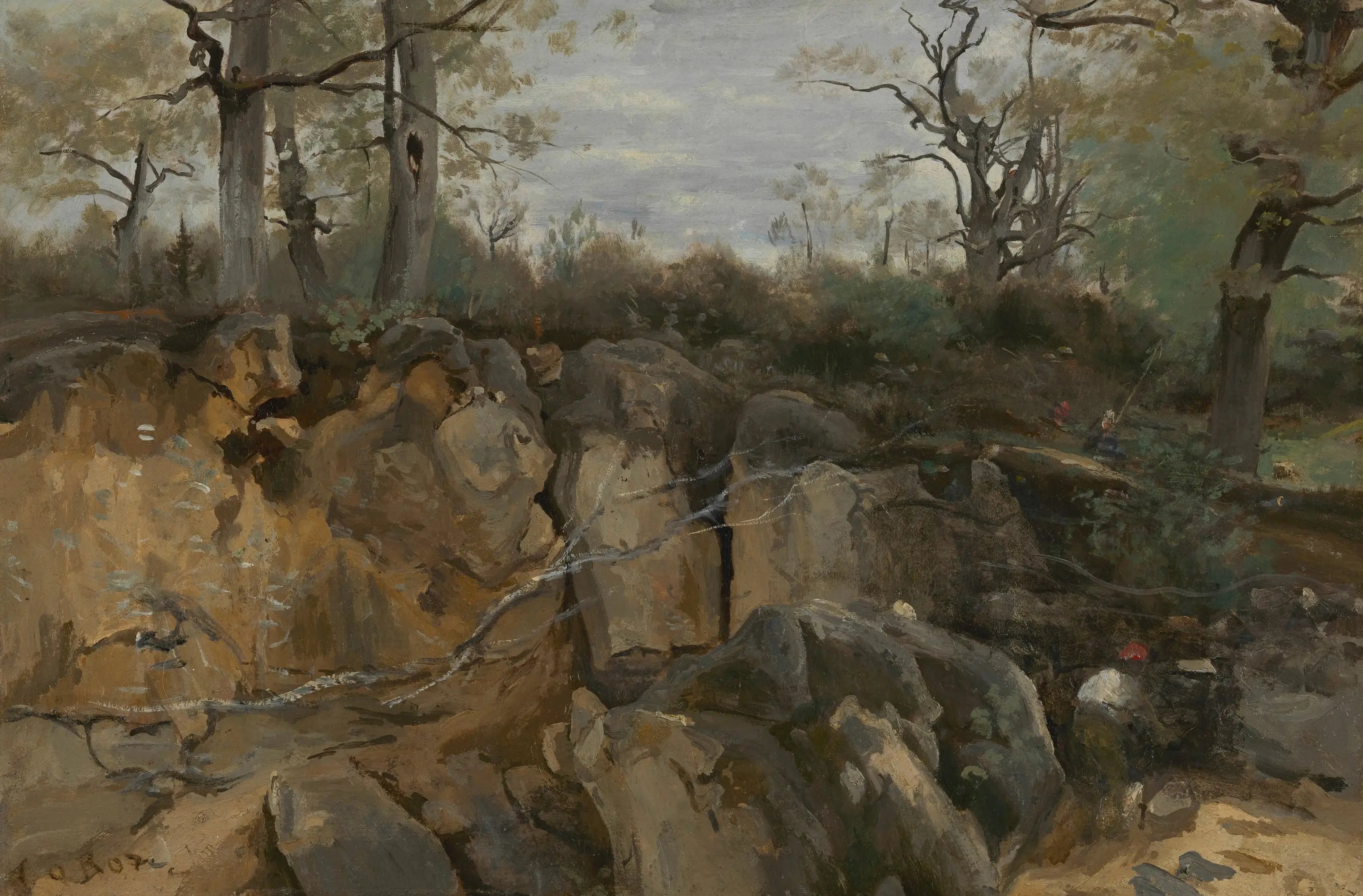 Forêt de Fontainebleau carrière de grès abandonnée - Jean-Baptiste Camille Corot - Alpha Reproduction