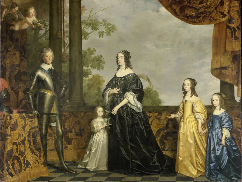 Фредерик-Анри (1584-1647), принц Оранский, его супруга Амели ван Солмс (1602-1675) и их три младшие дочери, Альбертин Агнес (1634-1696), Генриетта Катарина (1637-1708) и Мария (1642-1688) - Герт ван Хонтхорст