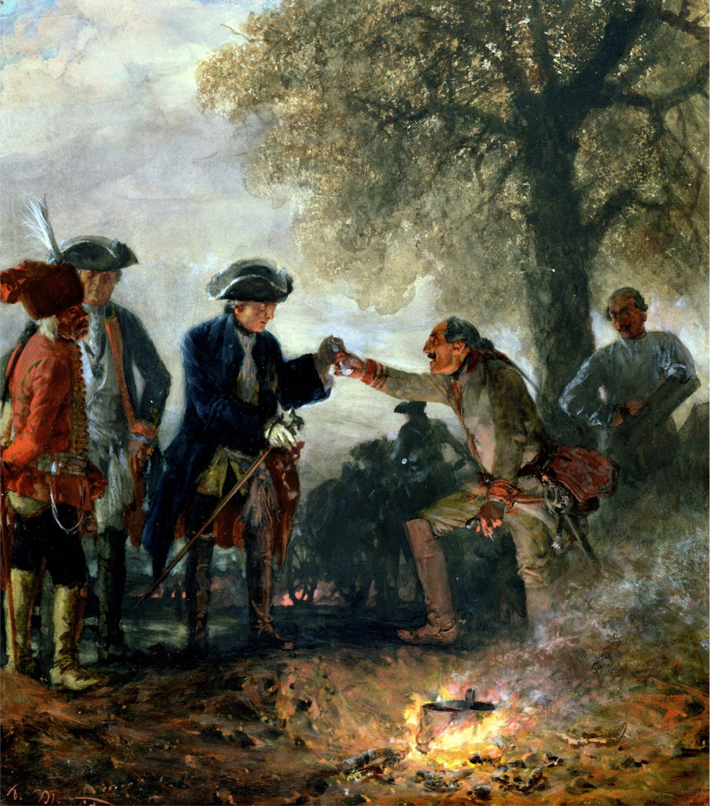 Frédéric le Grand avec Zieten au camp - Adolph von Menzel - Alpha Reproduction