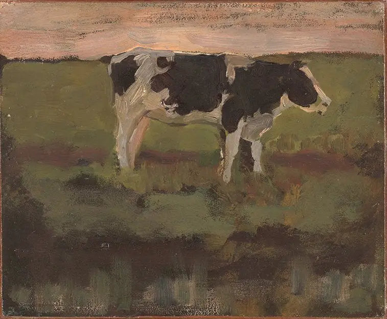 Reproduction du tableau « Génisse noire et blanche - Piet Mondrian » par Alpha Reproduction en peinture à l’huile