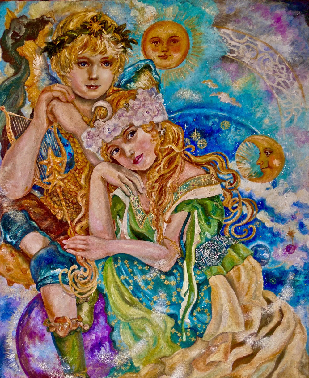 Goddess of angels and the moon - Yumi Sugai Reproductions de tableaux à la peinture à l’huile