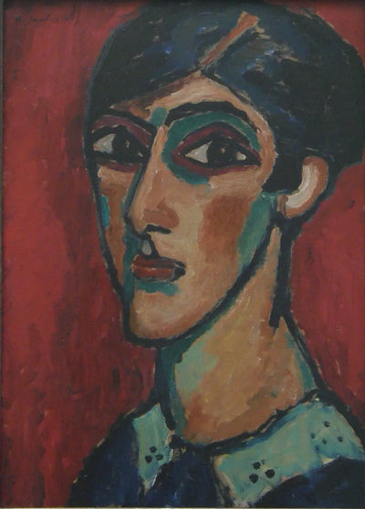 Grosse tête de femme sur rouge - Alexej von Jawlensky - Alpha Reproduction