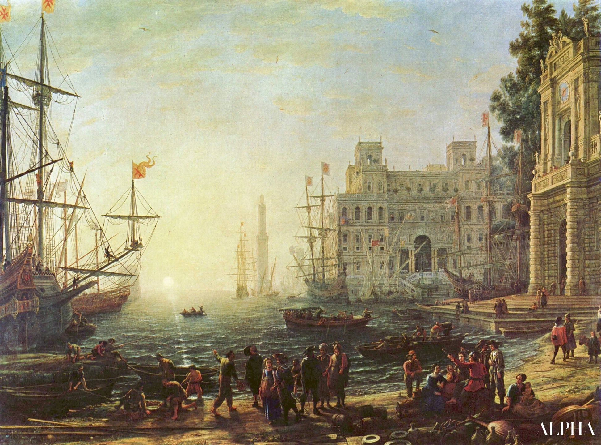 Harbour with Villa Medici - Claude Lorrain - Reproductions de tableaux et peintures haut de gamme