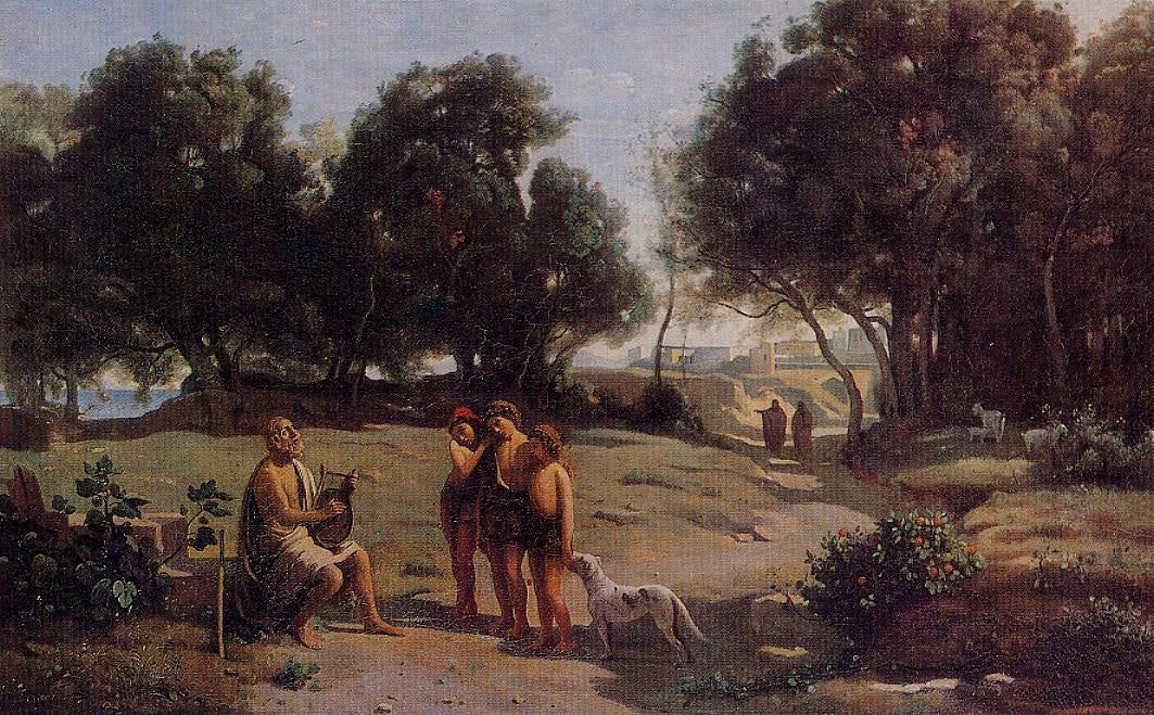 Homère et les Bergers - Jean-Baptiste Camille Corot - Alpha Reproduction