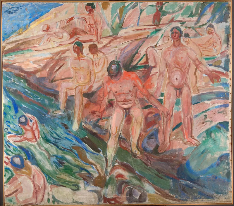 Мужчины, купающиеся на скалах - Эдвард Мунк