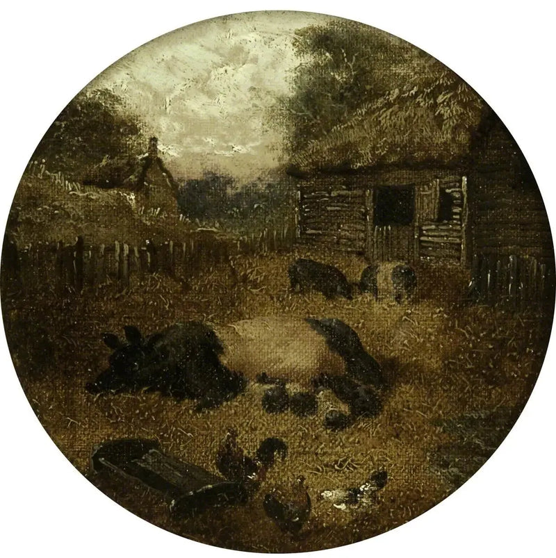 Восемь круглых сцен фермы (1. Свиньи; 2. Кобыла и жеребёнок; 3. Коровы; 4. Овцы; 5. Цыплята; 6. Утки; 7. Кролики; 8. Осёл) - Джон Фредерик Херринг-старший