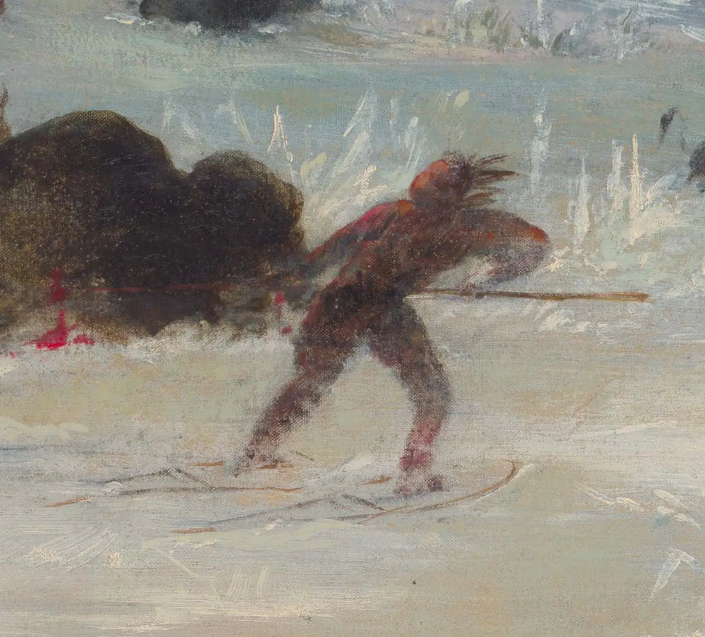 Indiens Assiniboines poursuivant le bison en raquettes - George Catlin - Alpha Reproduction