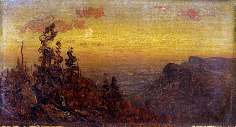 Индейцы у костра - Лунный восход - Санфорд Робинсон Гиффорд