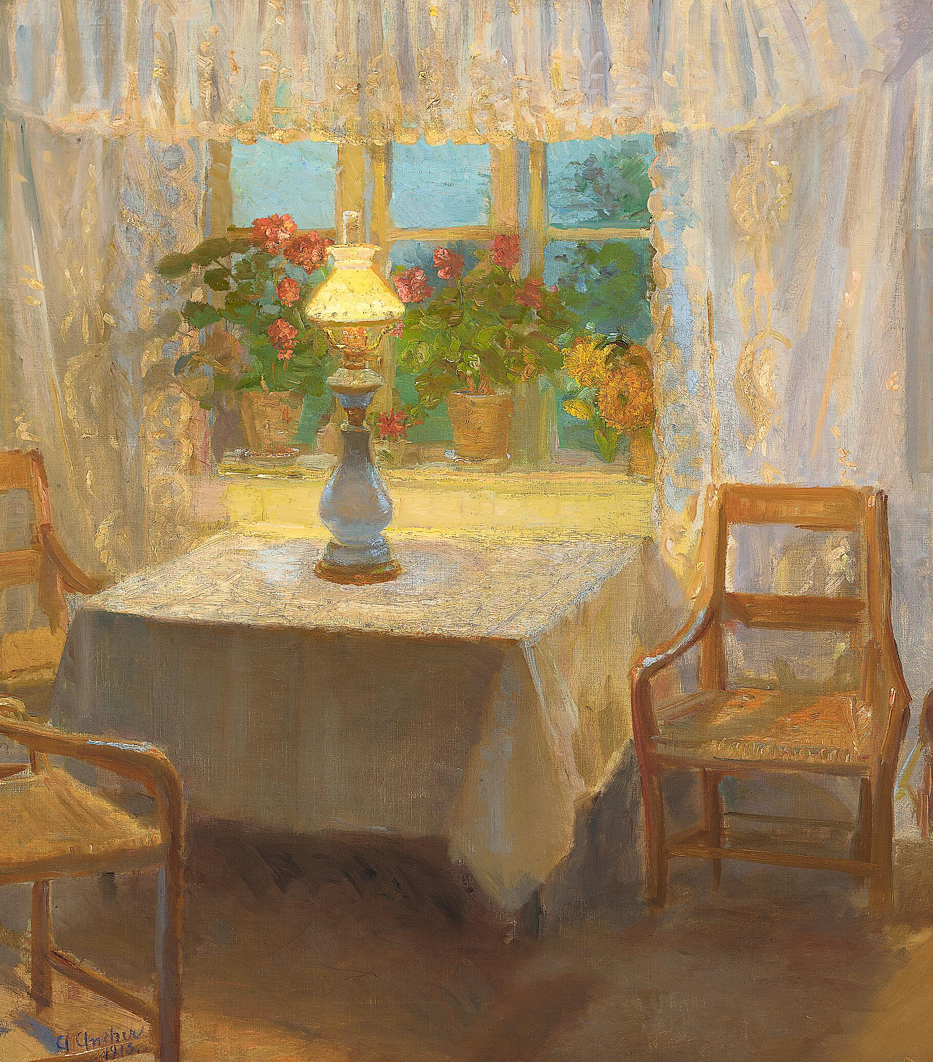 Intérieur. - Anna Ancher image 1 copie peinte à la main à l’huile