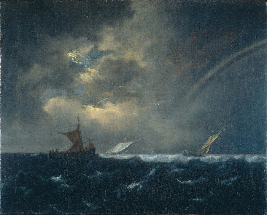 Navires dans une mer orageuse, peinture de Jacob van Ruisdael