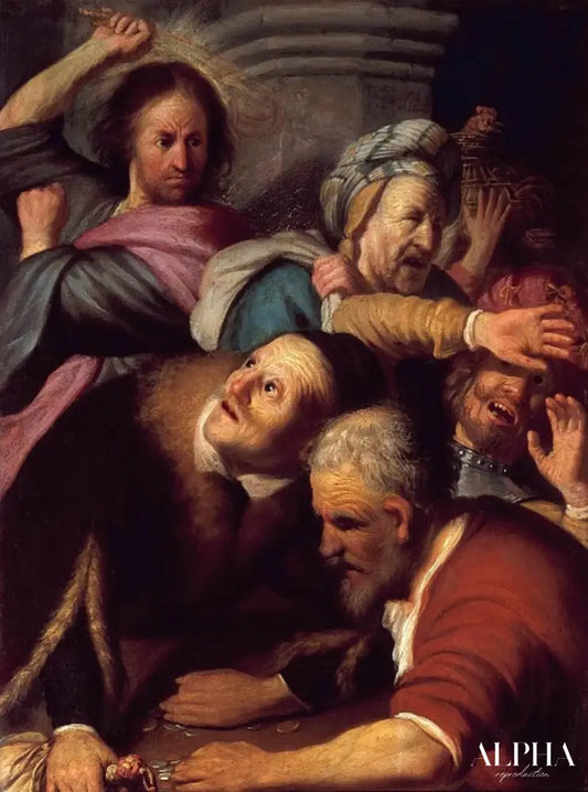 Jésus et les changeurs de monnaie - Rembrandt van Rijn - Reproductions de tableaux et peintures haut de gamme