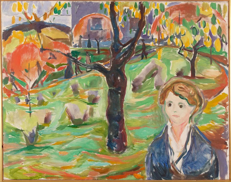 Молодая женщина в саду - Эдвард Мунк