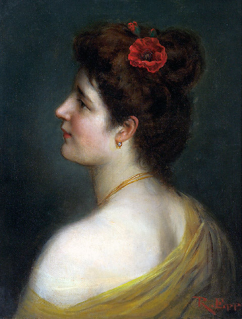 Jeune femme aux coquelicots – Rudolf Epp, peinture de coquelicots
