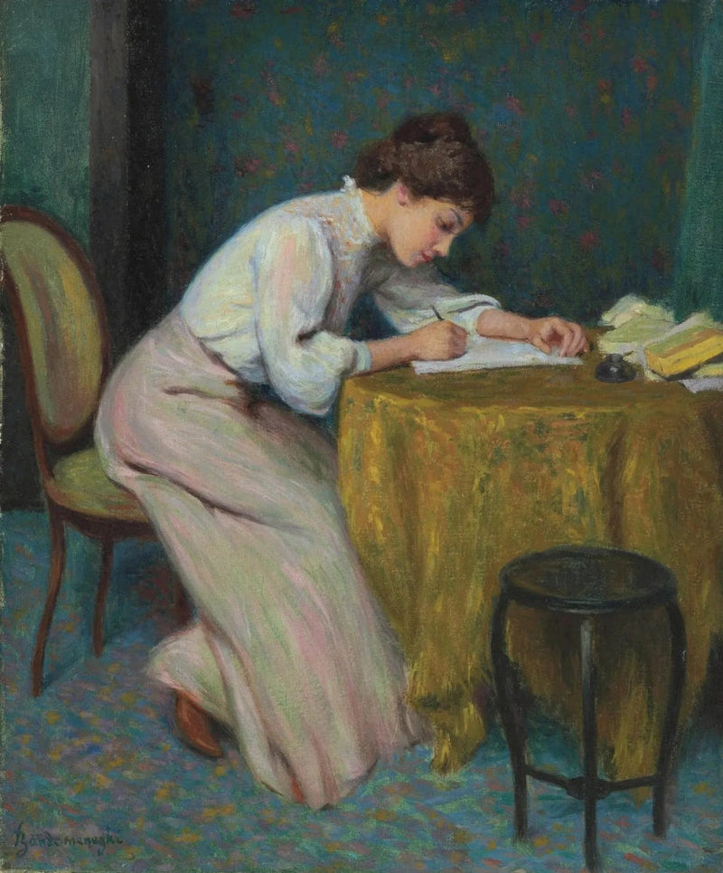 Молодая женщина, пишущая письмо - Federico Zandomeneghi