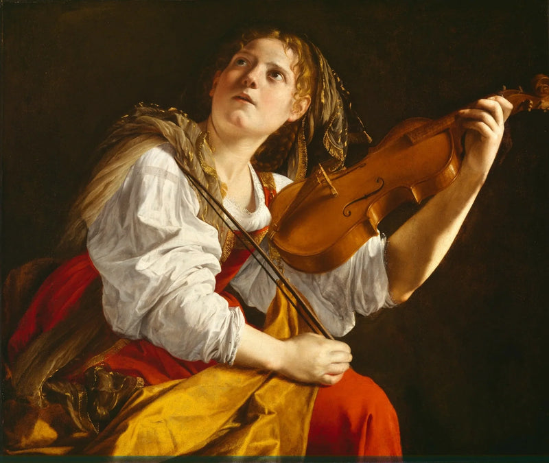 Молодая женщина, играющая на скрипке - Orazio Gentileschi