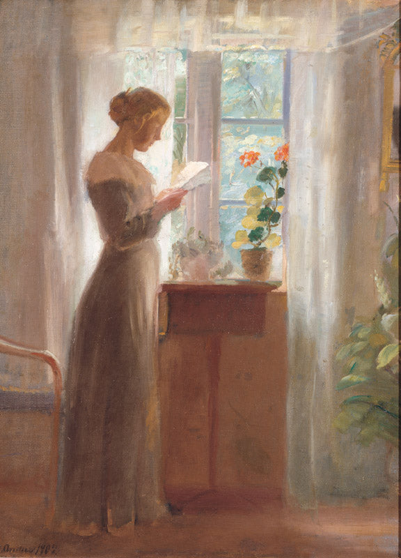 молодая девушка, читающая письмо. - Anna Ancher