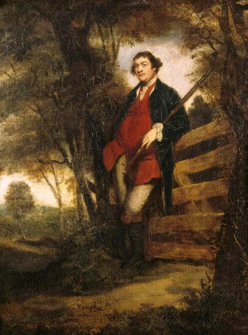 Джон Паркер, первый барон Борингдон (1734/5–1788), с его ружьём, опираясь на дверь - Джошуа Рейнольдс