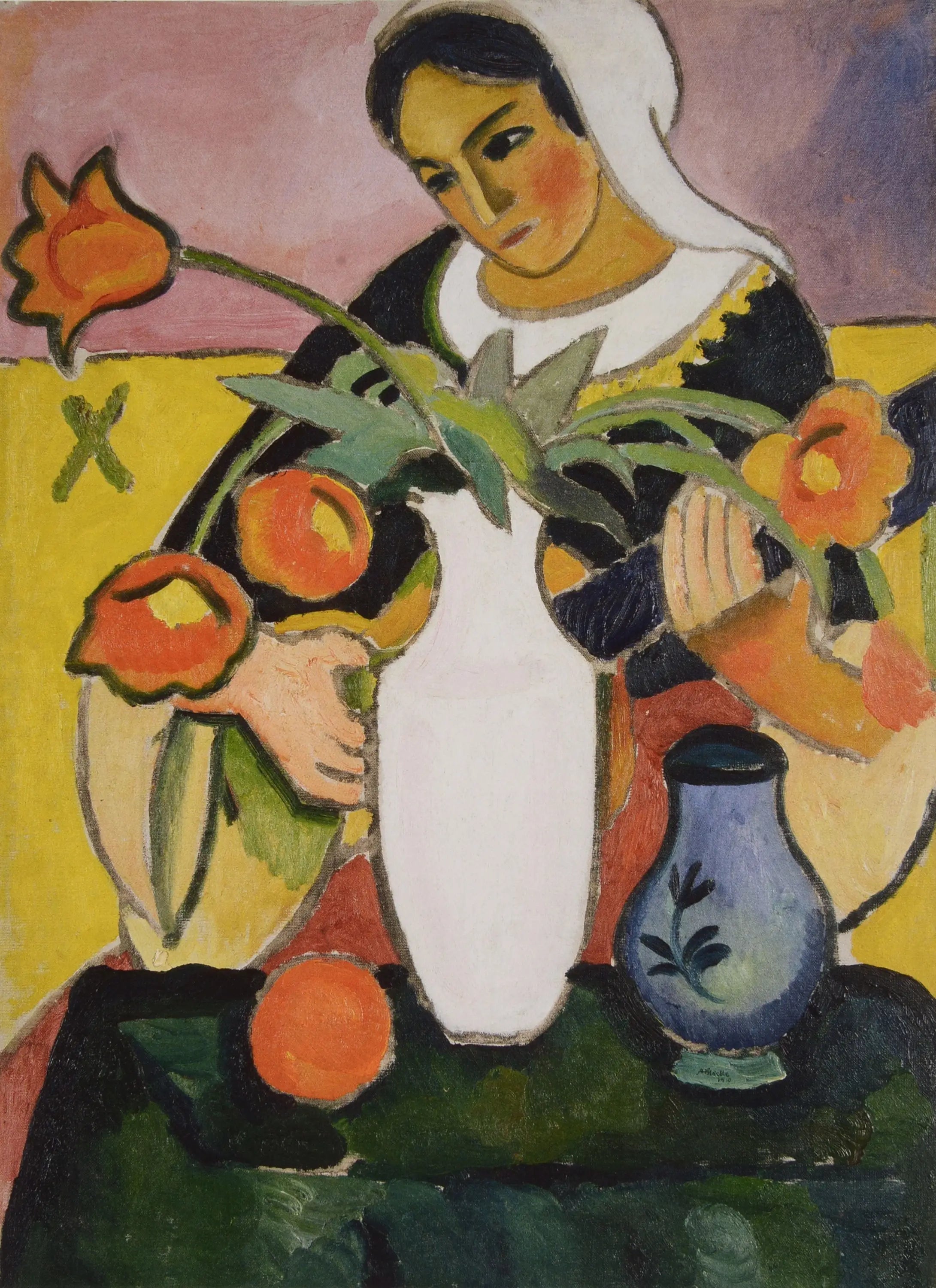 Joueuse de luth - August Macke image 1 reproduction de peinture à l’huile