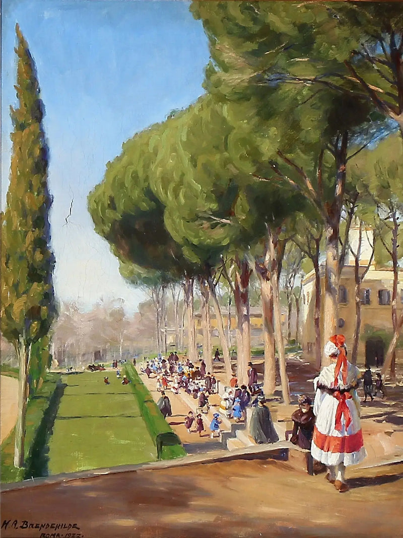 Летний день в Вилле Боргезе в Риме - H. A. Brendekilde