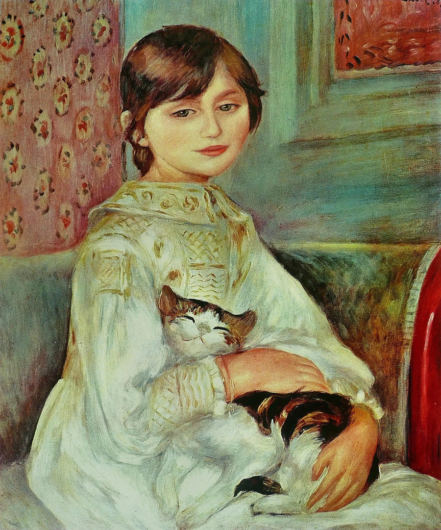 Julie Manet avec son chat peinte par Pierre-Auguste Renoir en 1887