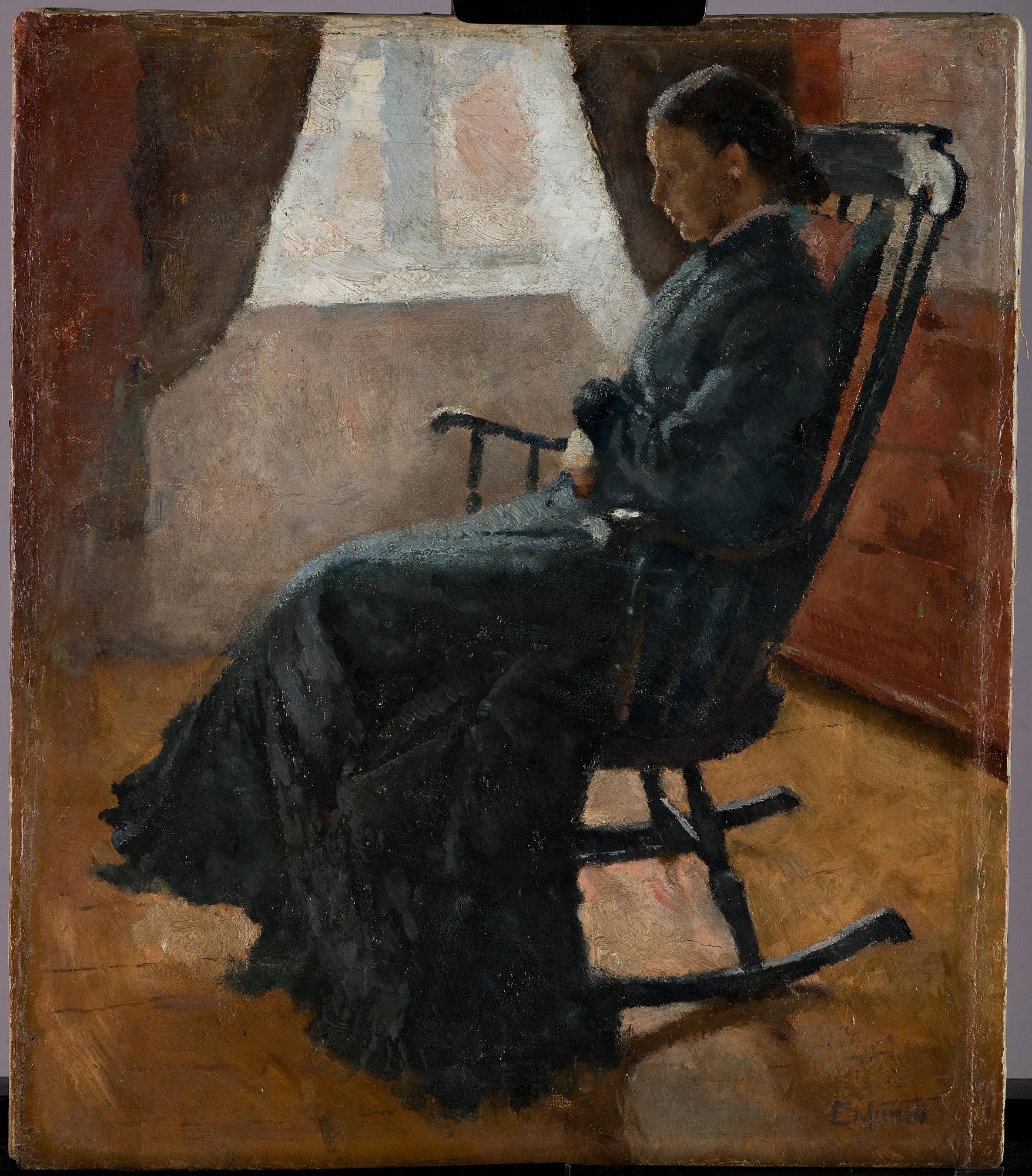 Reproduction du tableau « Karen Bjølstad dans un fauteuil à bascule - Edvard Munch » par Alpha Reproduction en peinture à l’huile