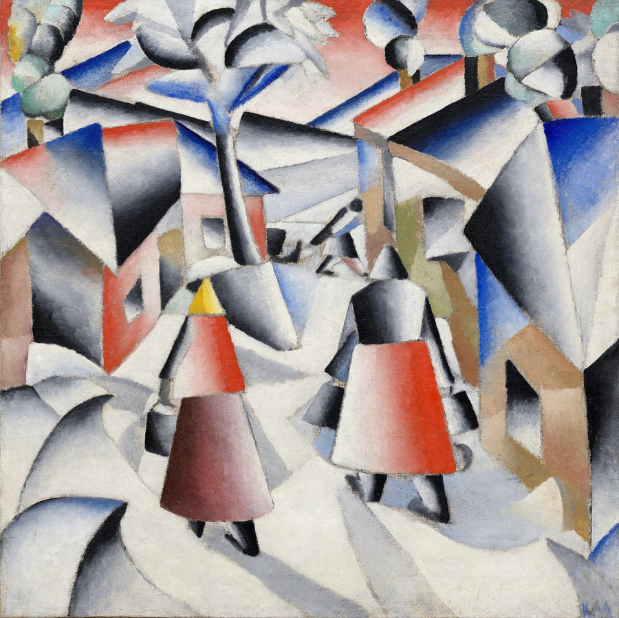 Matin au village après la tempête de neige, peinture de Kazimir Malevitch