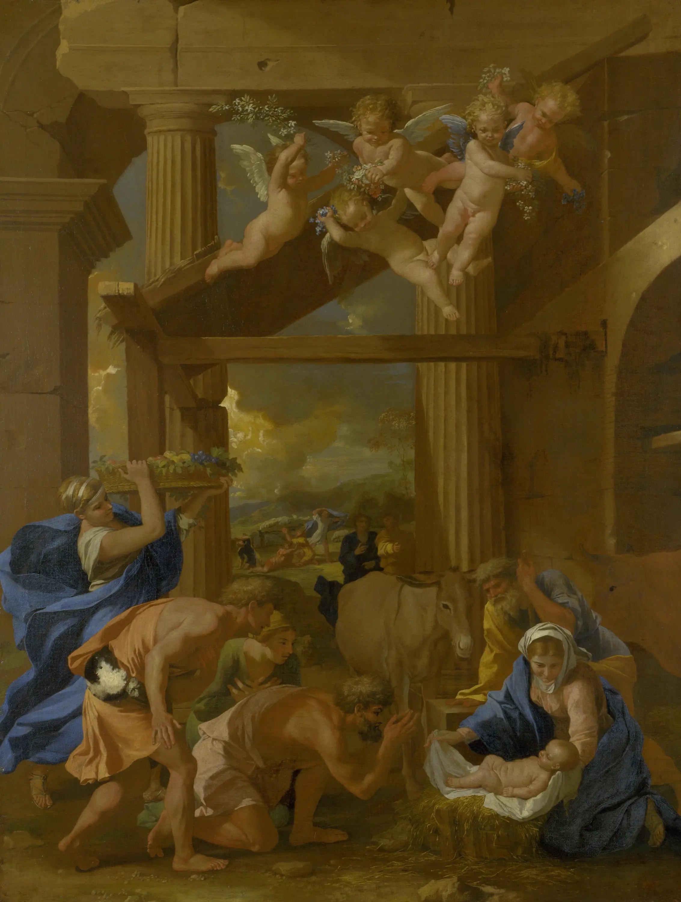 L'Adoration des bergers - Nicolas Poussin image 1 reproduction artisanale de tableau