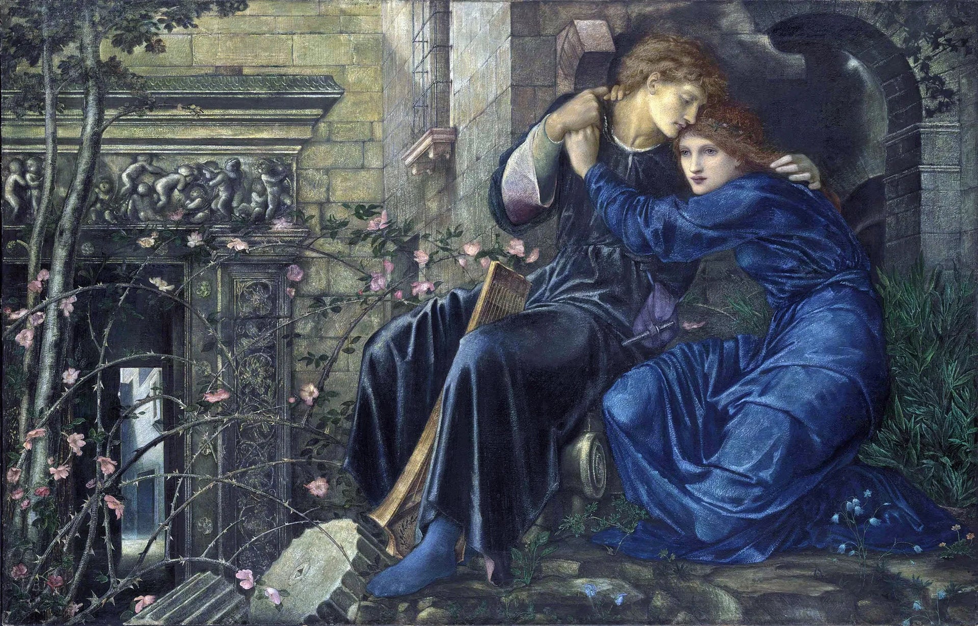 L'amour parmi les ruines - Edward Burne-Jones image 1 reproduction artisanale de tableau