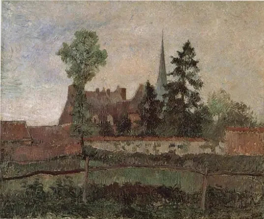 L'église et le manoir d'Éragny - Camille Pissarro image 1 reproduction artisanale de tableau