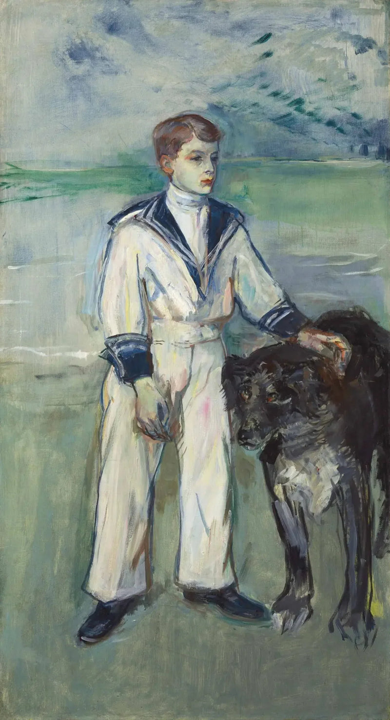 Ребёнок с собакой, сын мадам Март и собака Памела, Тосса - Анри де Тулуз-Лотрек