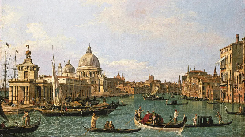 Вход в Большой канал у Punta della Dogana и Santa Maria della Salute - Каналетто