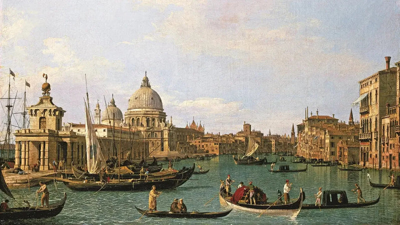 Вход в Большой канал у Punta della Dogana и Santa Maria della Salute - Каналетто