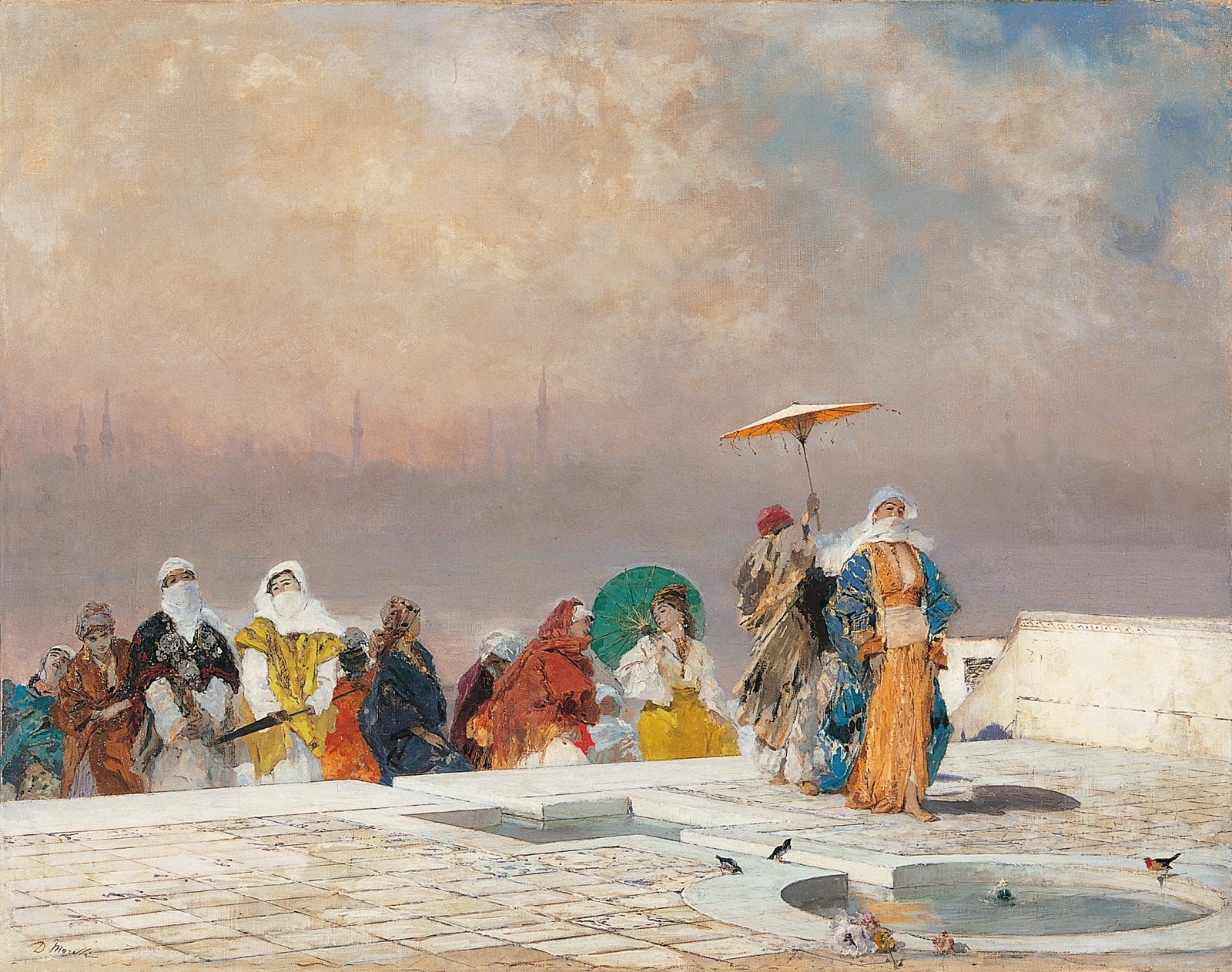 L'épouse du sultan revient de son bain - Domenico Morelli image 1 copie peinte à la main à l’huile