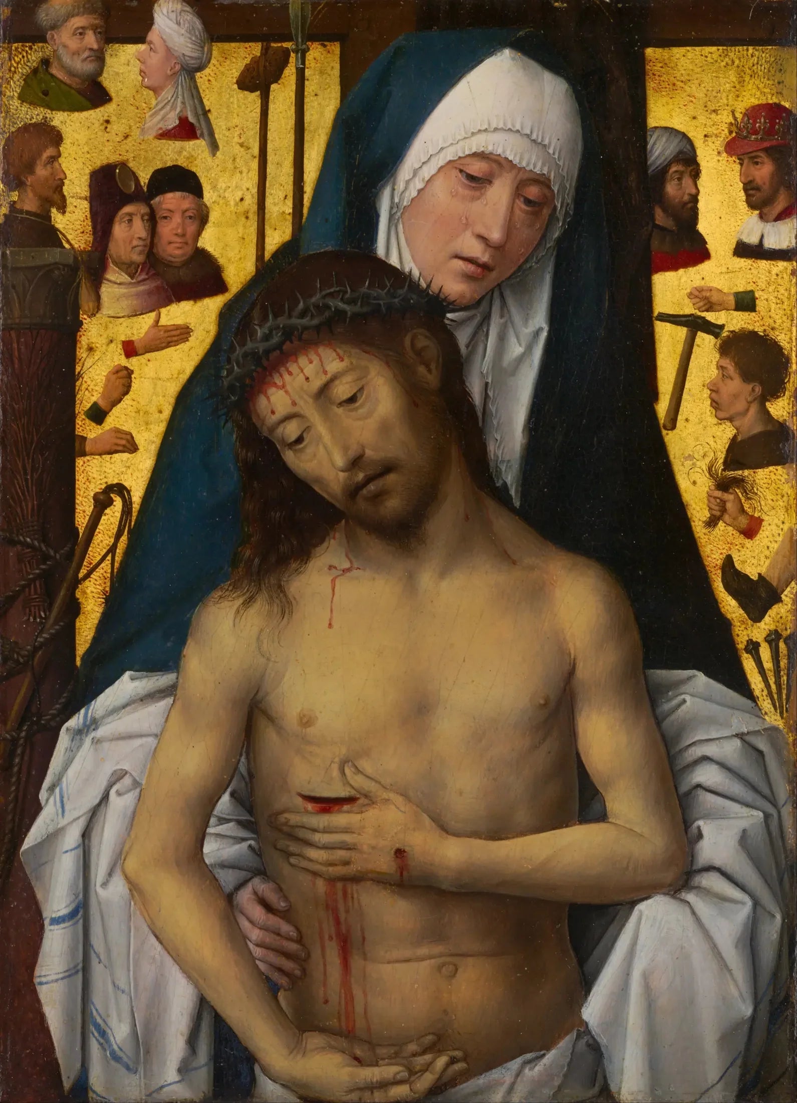 L'Homme des Douleurs dans les bras de la Vierge - Hans Memling image 1 copie de tableau peinte à la main
