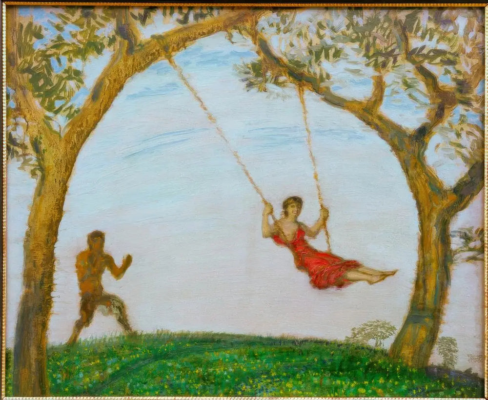 Reproduction du tableau « La Balançoire - Franz von stuck » par Alpha Reproduction en peinture à l’huile