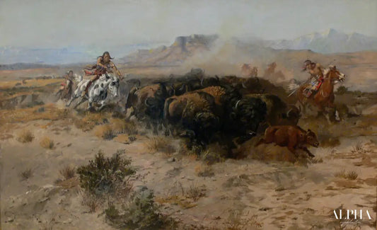 La chasse au bison [n°26] - Charles Marion Russell - Reproductions de tableaux et peintures haut de gamme