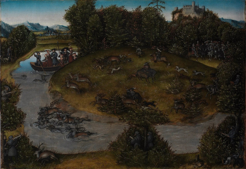 Охота на оленя у электора Фредерика Мудрого (1463-1525) из Саксонии - Лука Кранах Старший
