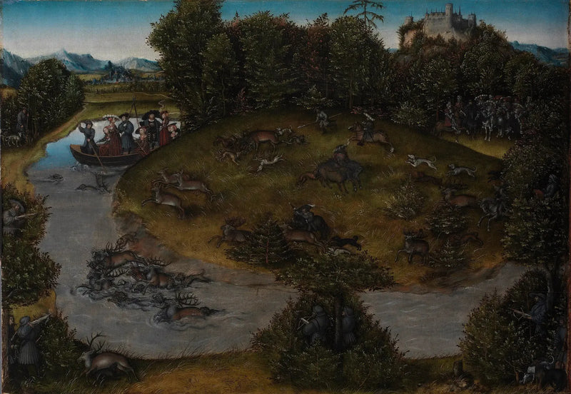 Охота на оленя у электора Фредерика Мудрого (1463-1525) из Саксонии - Лука Кранах Старший