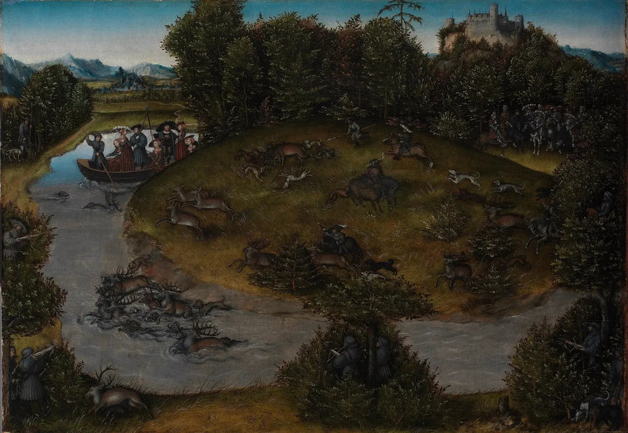 Охота на оленя у электора Фредерика Мудрого (1463-1525) из Саксонии - Лука Кранах Старший