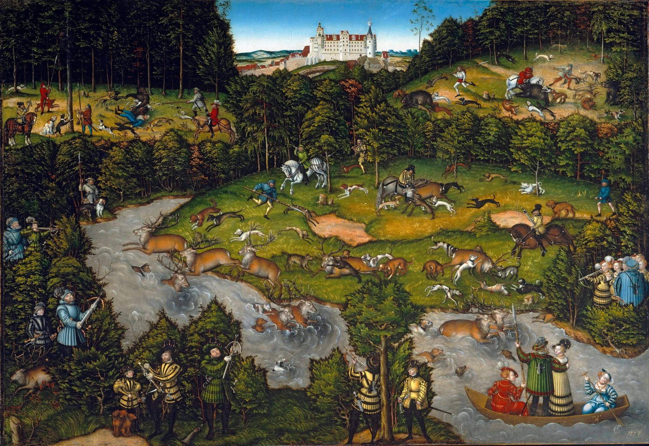 La chasse près du Château Hartenfels - Lucas Cranach the Elder image 1 copie de tableau peinte à la main