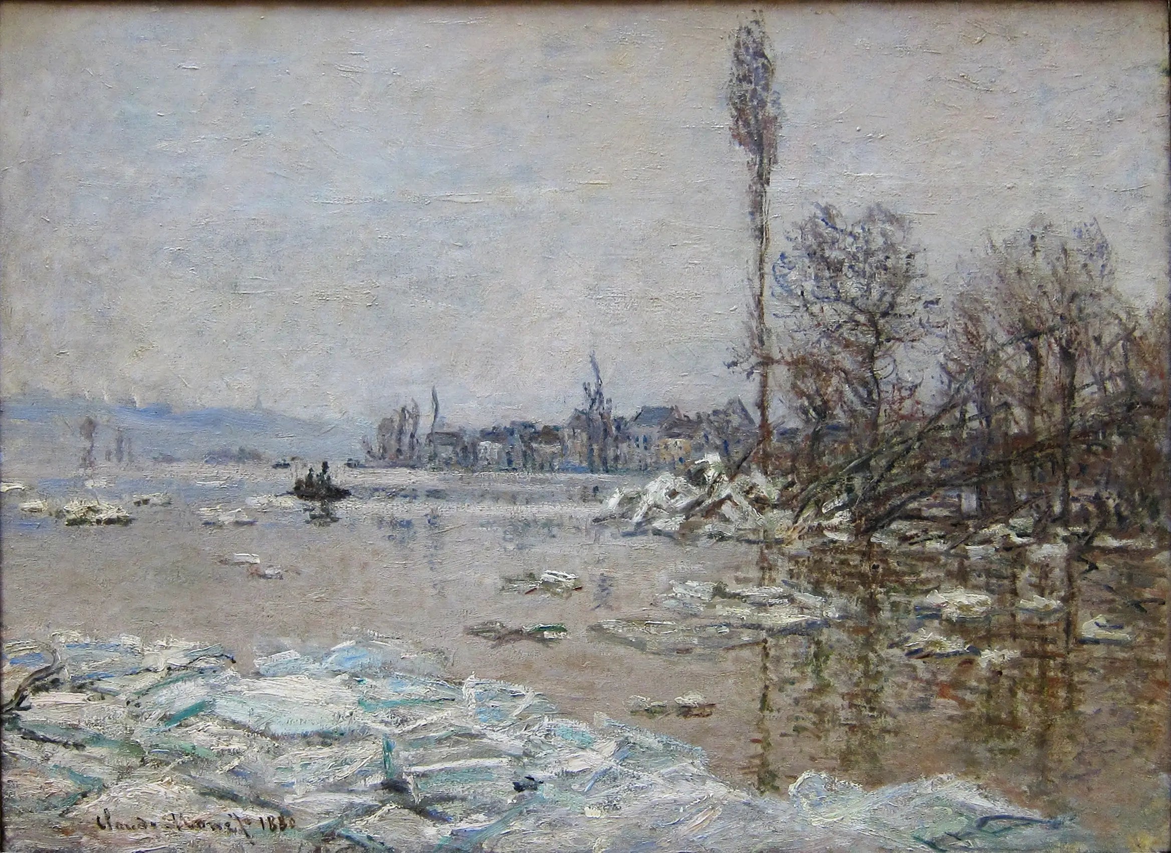 La Débâcle à Vétheuil, avec vue sur Lavacourt - Claude Monet image 1 tableau peint à l’huile sur toile