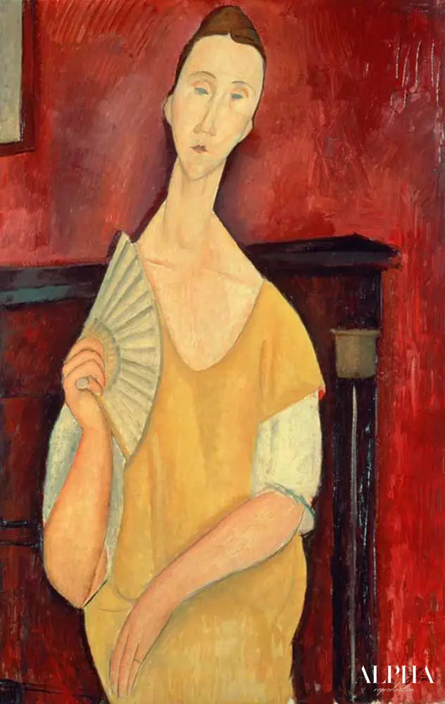 La femme à l'éventail - Amedeo Modigliani - Reproductions de tableaux et peintures haut de gamme