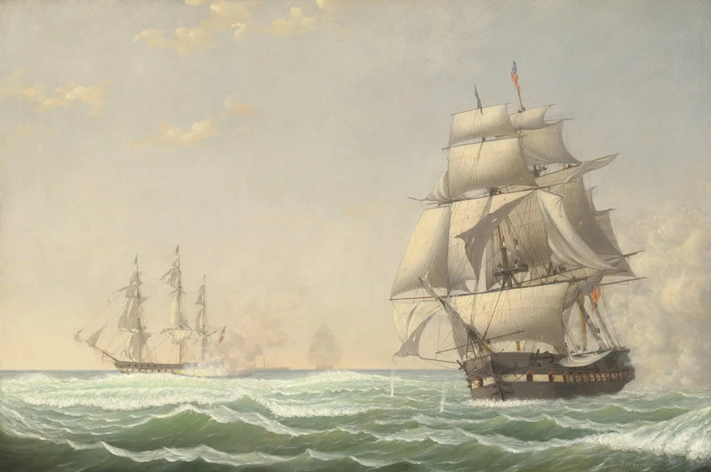 Американский фрегат «Президент», вступающий в бой с британским флотом, 1815 - Фитц Генри Лейн